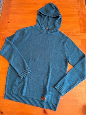 Rusty Teal Knit Hooded Crewneck Sweater